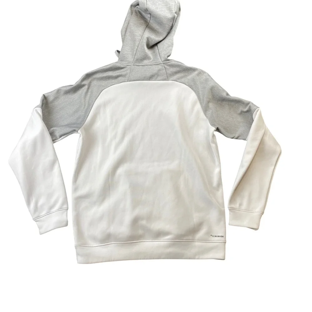 Adidas ClimaWarm Hoodie Mens M White Gray Pullover Performance CV7190 2017